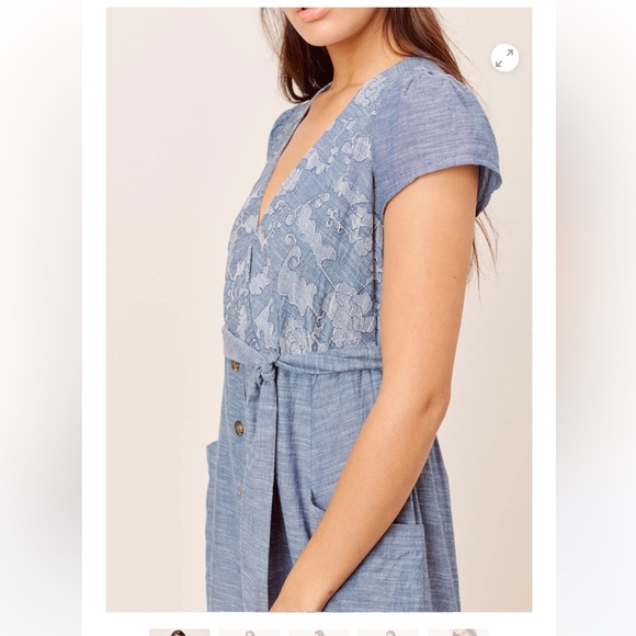 Lovestitch Janie Denim Blue Embroidered Midi Dress - Picture 3 of 12